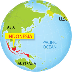 World map highlighting Indonesia