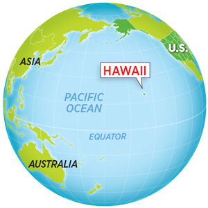 World map highlighting Hawaii