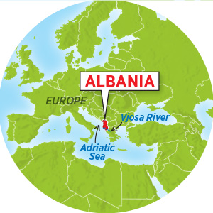 World map highlighting Albania