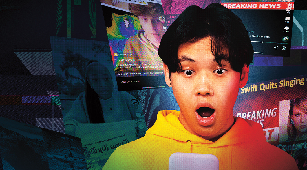 Image of shocked teen looking at phone